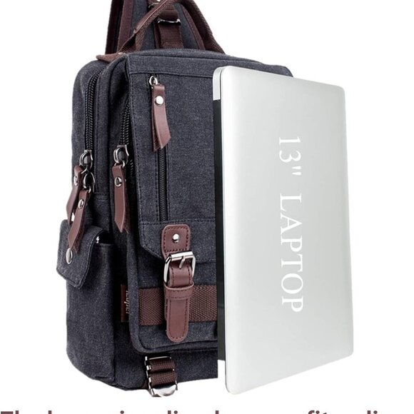 Retro Crossbody Bag Sling Bag Canvas Messenger Bag for Men Women Shoulder Bag Cr - Picture 4 of 8